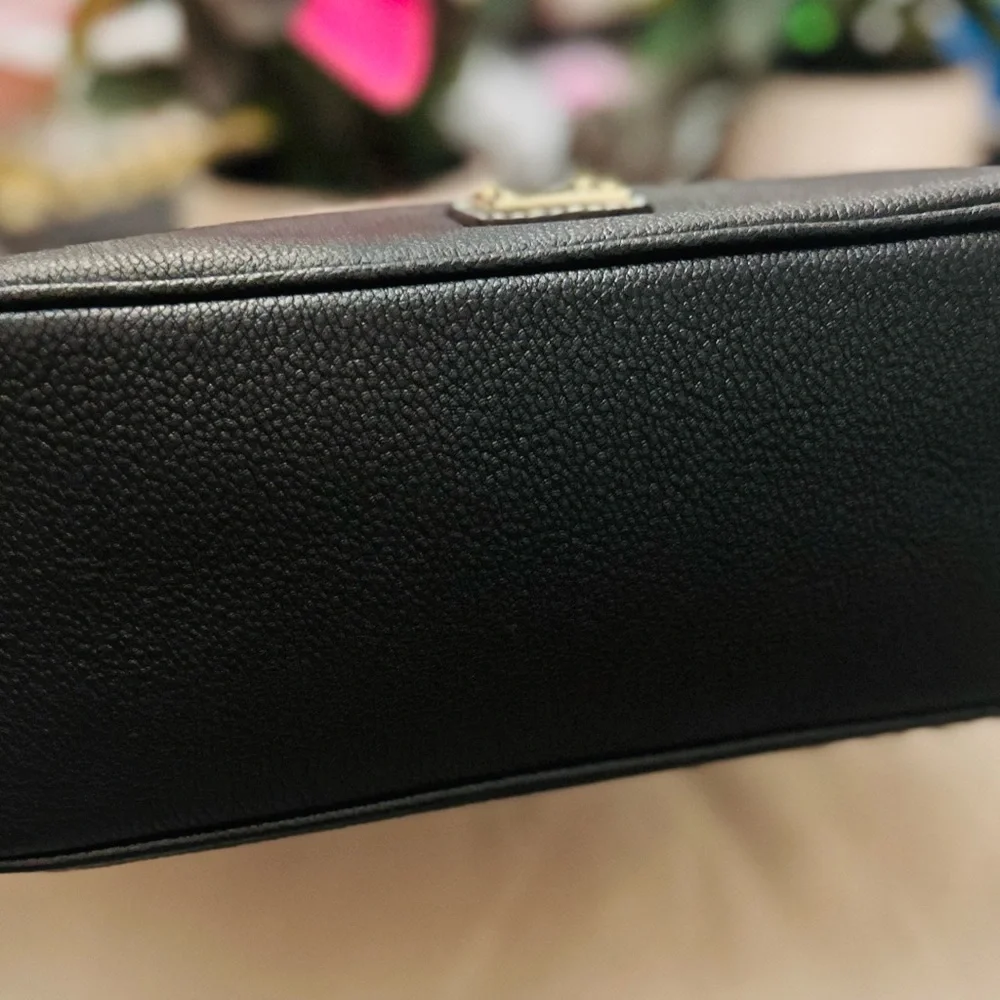 Dooney & Bourke Sorrento Hobo 28 Black Leather Shoulder Bag with Gold Details - Picture 9 of 13